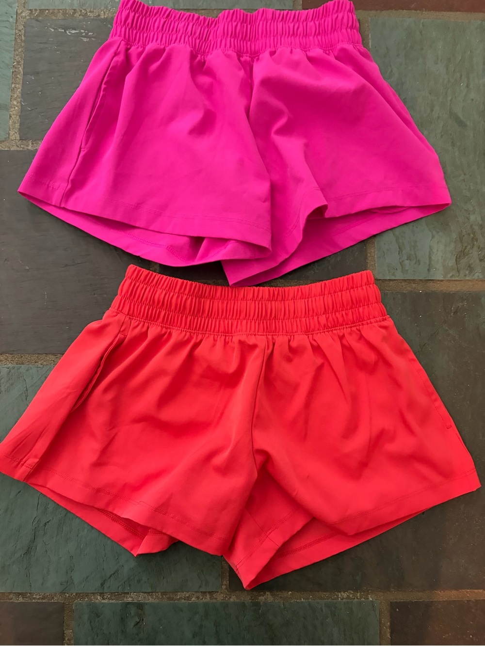 Primary Girls' Athletic Pull-On Shorts in Hot Pink and Coral